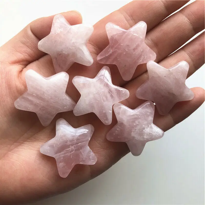 

1PC Natural Pink Quartz Crystal Star Shaped Meditation Healing Chakra Polished Gift Natural Quartz Crystals