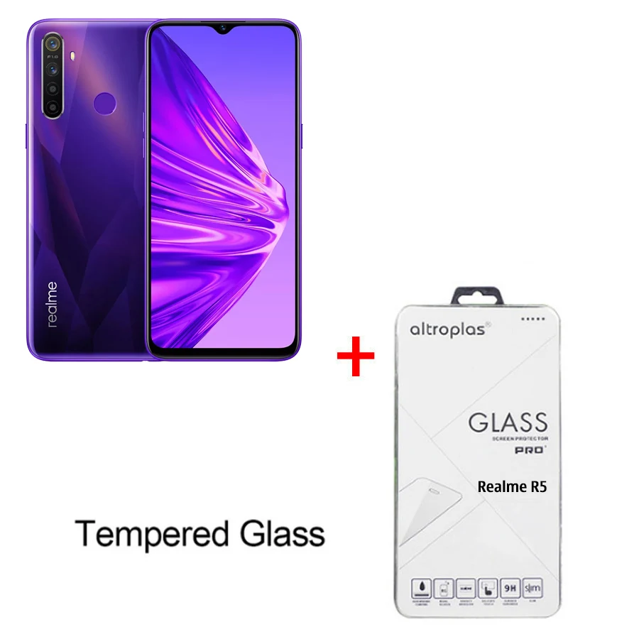 Purple N Tempe Glas EU версия OPPO Realme 5 6,5 ''3/4 ГБ Оперативная память 64/128 ГБ Встроенная память Snapdragon 665 AIE Восьмиядерный 5000 мА/ч, 12MP+ 13MP Quad камеры мобильного телефона - Цвет: Purple N Tempe Glas