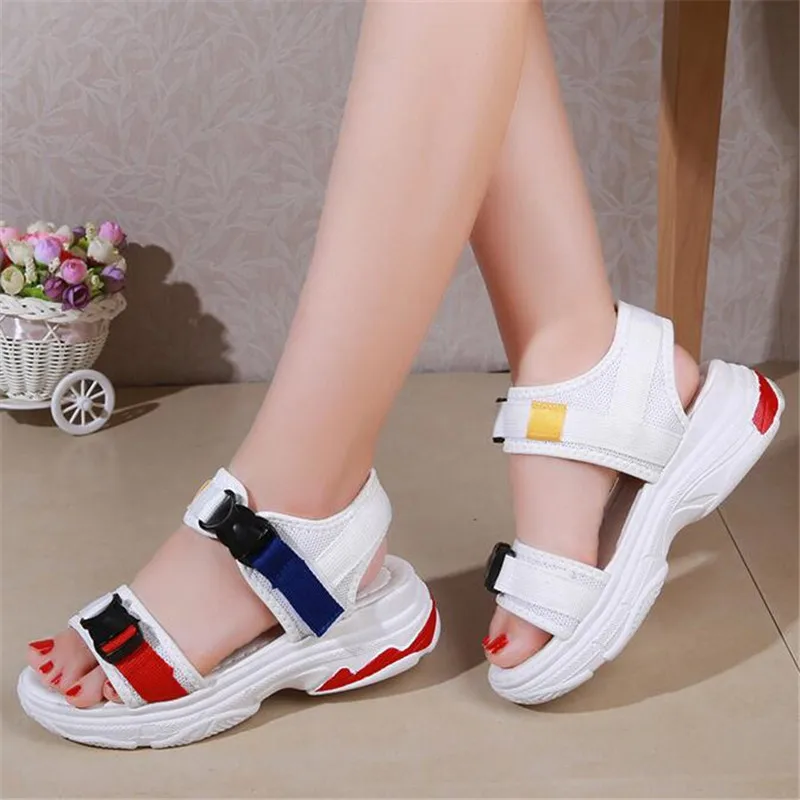 Сандалии женские на платформе 4 см повседневные пляжные босоножки толстой