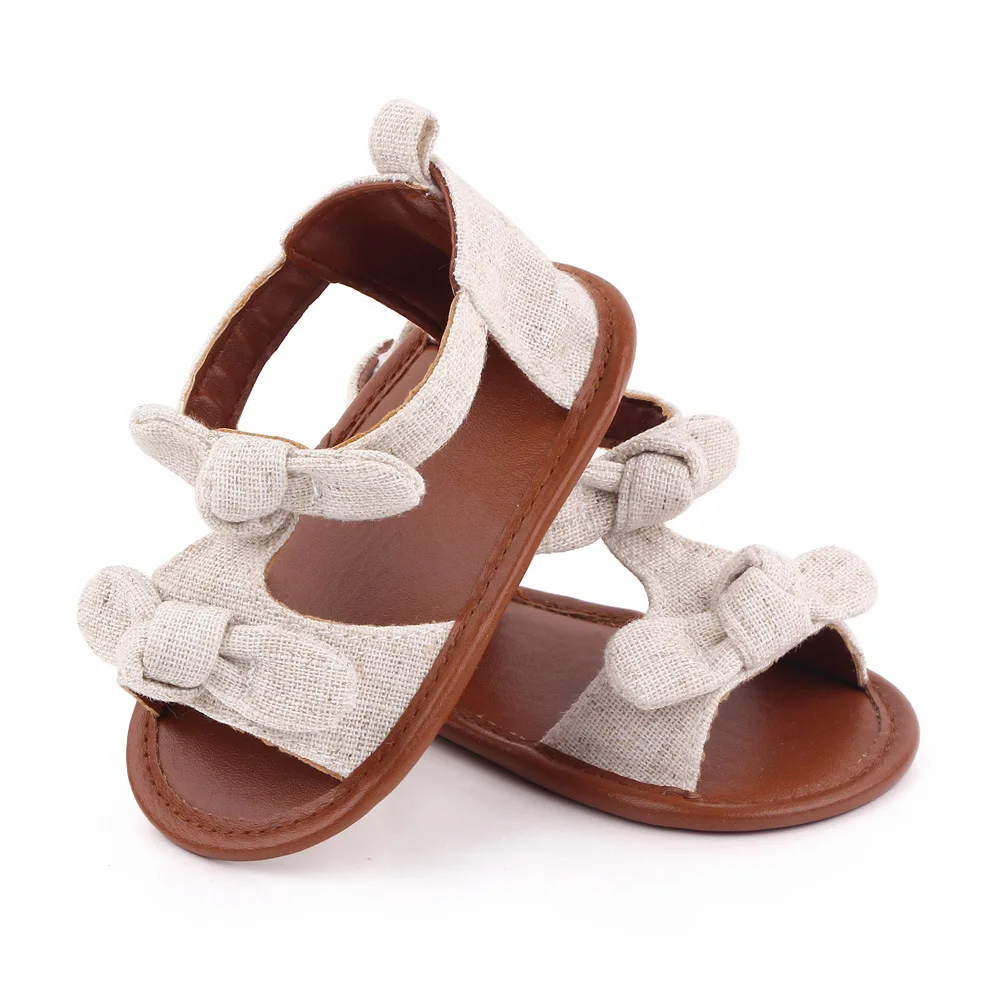 

New Baby Girls Sandals Bebes Summer Sandalias Cotton Sandals For Newborn Baby Shoes Bowknot Leather Soft Sole Toddler Shoes