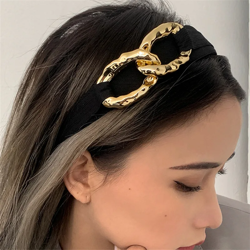 

Europe and The United States retro simple texture metal headband all go out tide wind fashion new chain hair hoop hair accessori