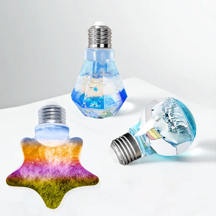 

DIY Light Bulb Epoxy Resin Mold Handmade Lampshade Silicone Mold LED Lamp Home Decoration Tools Lamp Cap Chip Set Resin Crafts