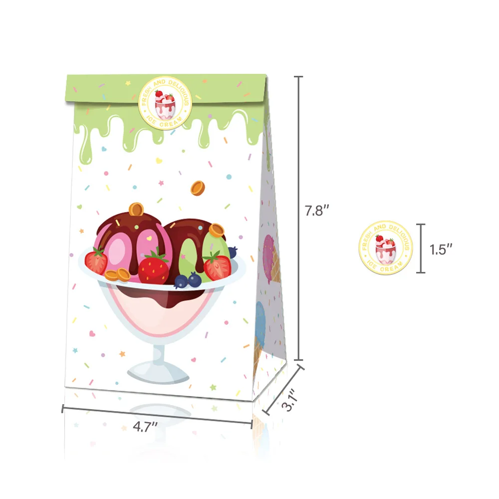 12 шт. в упаковке Еда печенье упаковка Бумага сумки Happy сумка мороженое конфеты