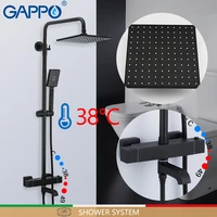 gappo shower system black bathroom shower set bath mixers waterfall thermostatic shower mixer tap wall mounted bathtub faucet