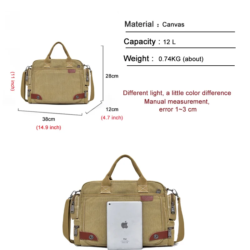 Холщовая Сумка мужская деловая сумка для ноутбука многофункциональная