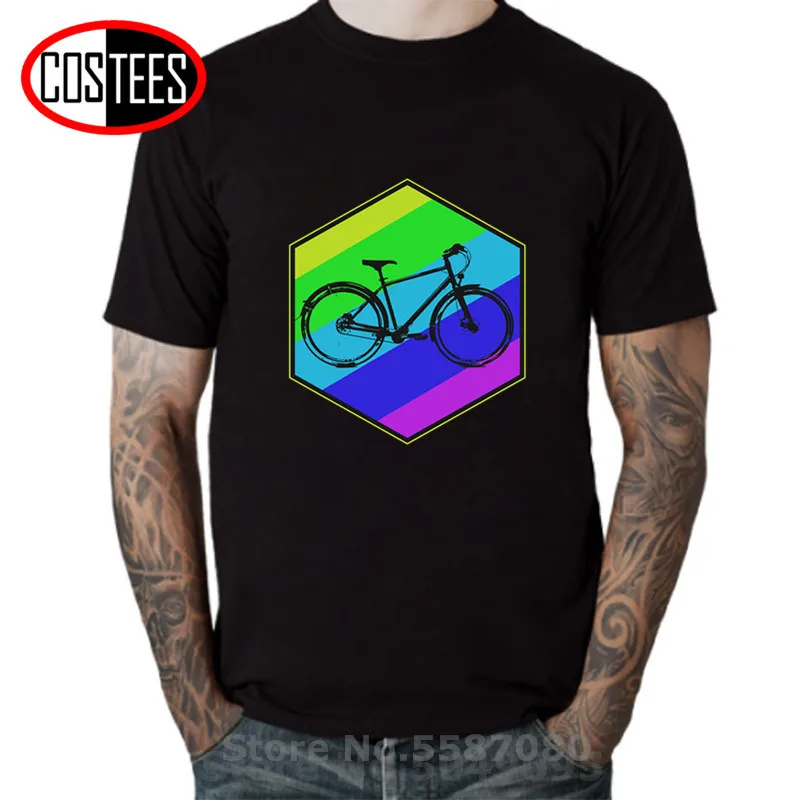 Винтажная футболка с радужными полосками для горного велосипеда велосипедным
