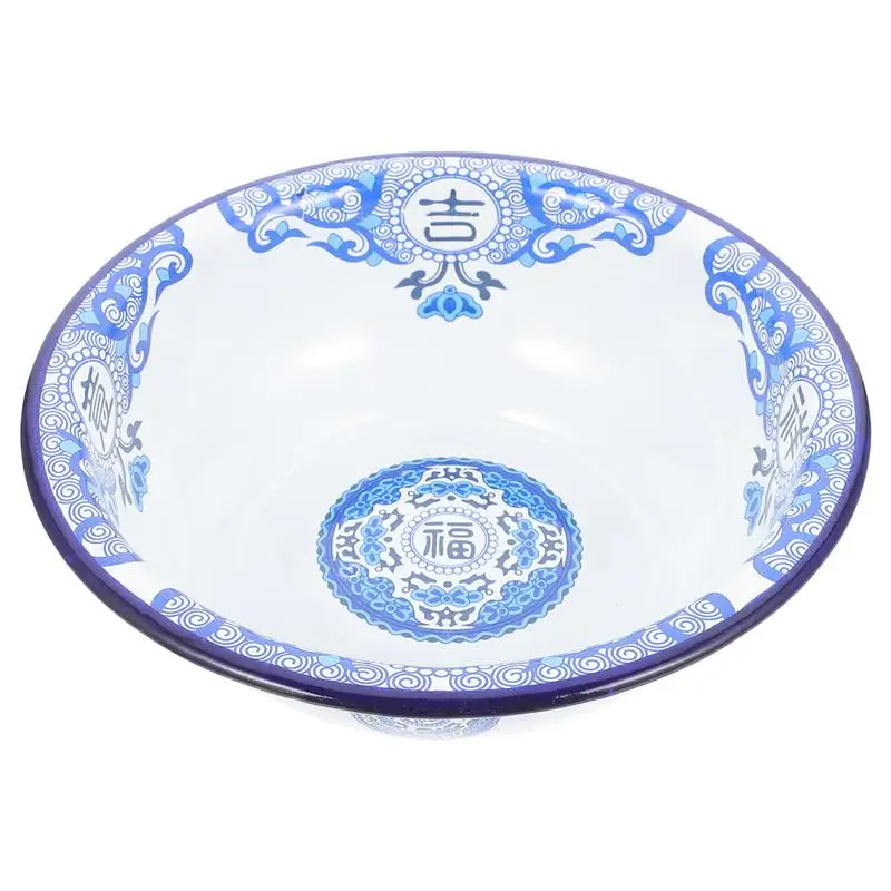 

1pc Vintage Enamel Basin Thickened Soup Basin Household Enamel Storage Basin