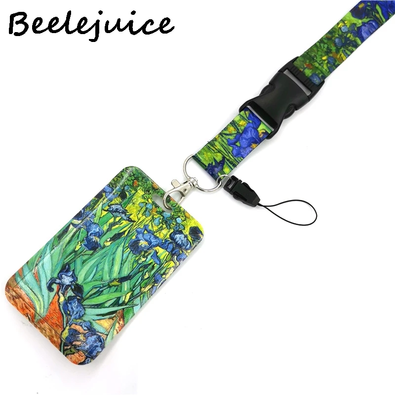 

Van gogh Irises Painting Art Lanyard Badge ID Mobile Phone Rope Key Lanyard Neck Straps Accessories webbings ribbons Decorations