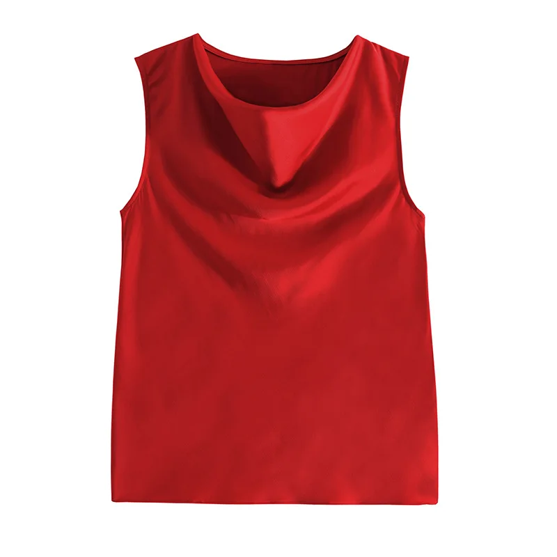 

Cultivate one's temperament in the summer of 2021 satin snow spins unlined upper garment base coat sleeveless brim sexy dlsy991