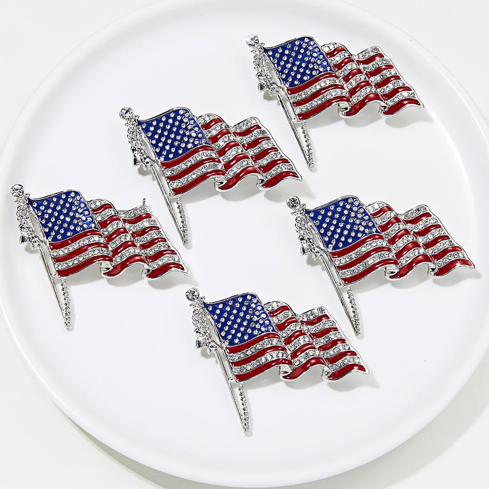 Американский флаг США Национальный звезда значков на булавке Брошь со стразами