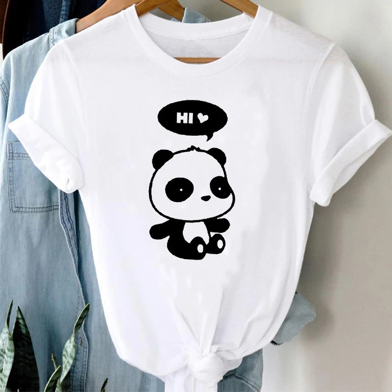 

Lady Print Girl Tee shirts Women 90s Cartoon Panda Funny Cute Animal Valentine Fashion Clothes Stylish Tshirt Top