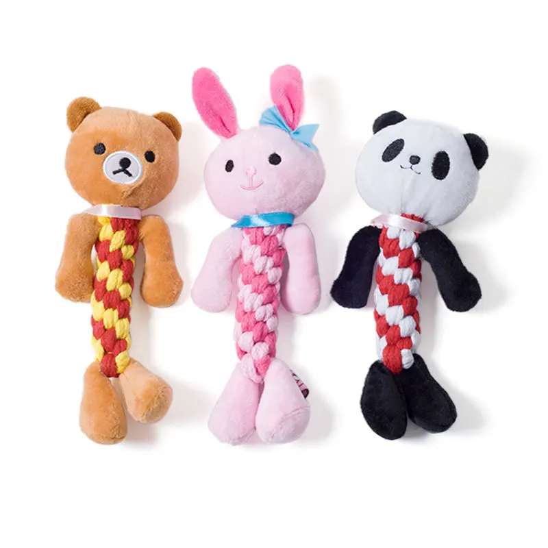 

Собака питомец щенок плюшевая собака игрушки устойчивые к укусам милые животные дизайн зубы Жевательная пищалка звуковая веревка Игрушки ...