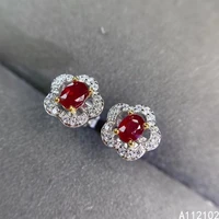 kjjeaxcmy fine jewelry 925 silver natural ruby new girl popular earrings ear stud support test chinese style with box