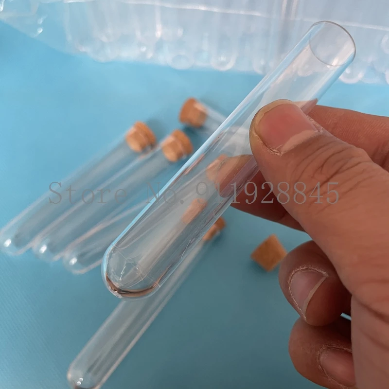 200 штук 18x100 мм прозрачных пластиковых пробирок с пробками из пробок для свадебных подарков в школьных лабораториях.