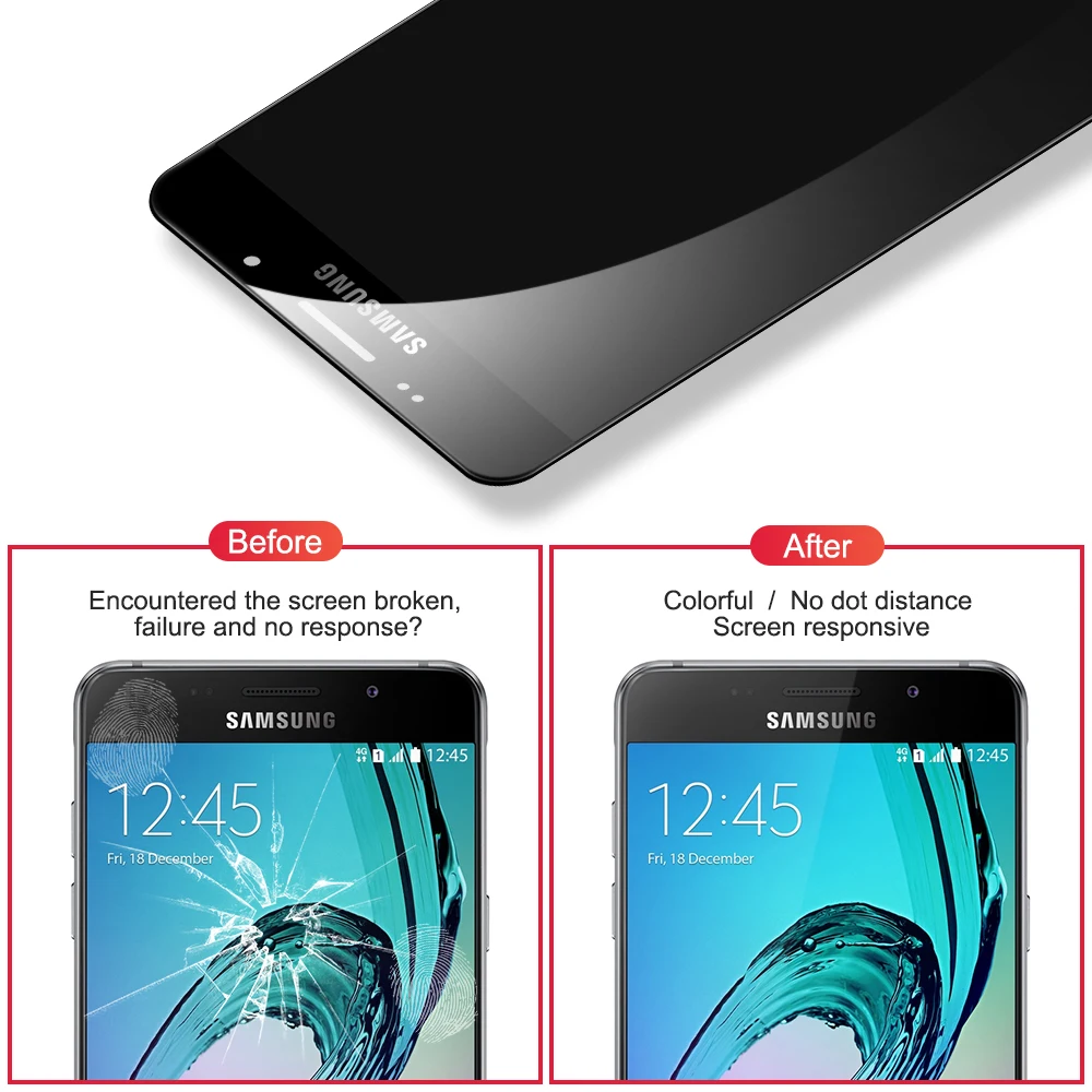 Регулируемая яркость TFT для 5,2 ''samsung Galaxy A5 ЖК-дисплей+ сенсорный экран дигитайзер Замена для A510 ЖК-дисплей