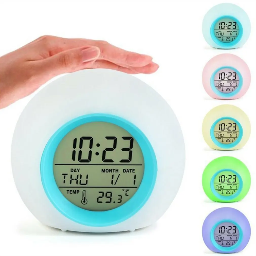S Touch Control Kids Children Wake Up Alarm Clock Thermometer Nature Music Gifts