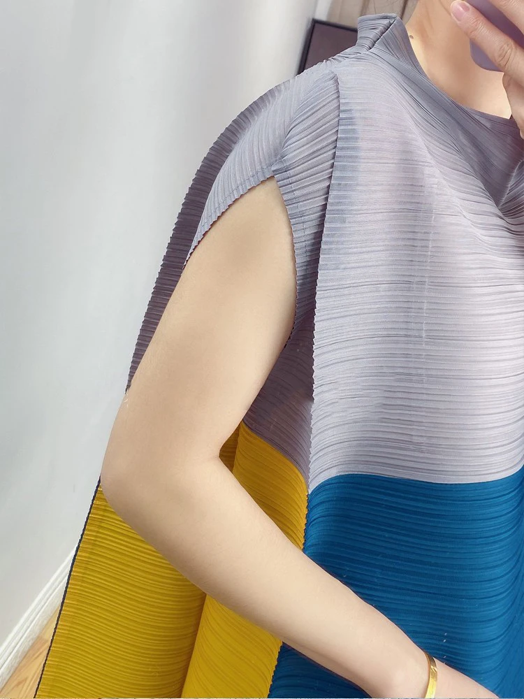 

LANMREM Plus Size Loose Dresses for Women 2021 Women Spring Summer Stand Collar Long Length Lady Party Pleated Dress 2A7015