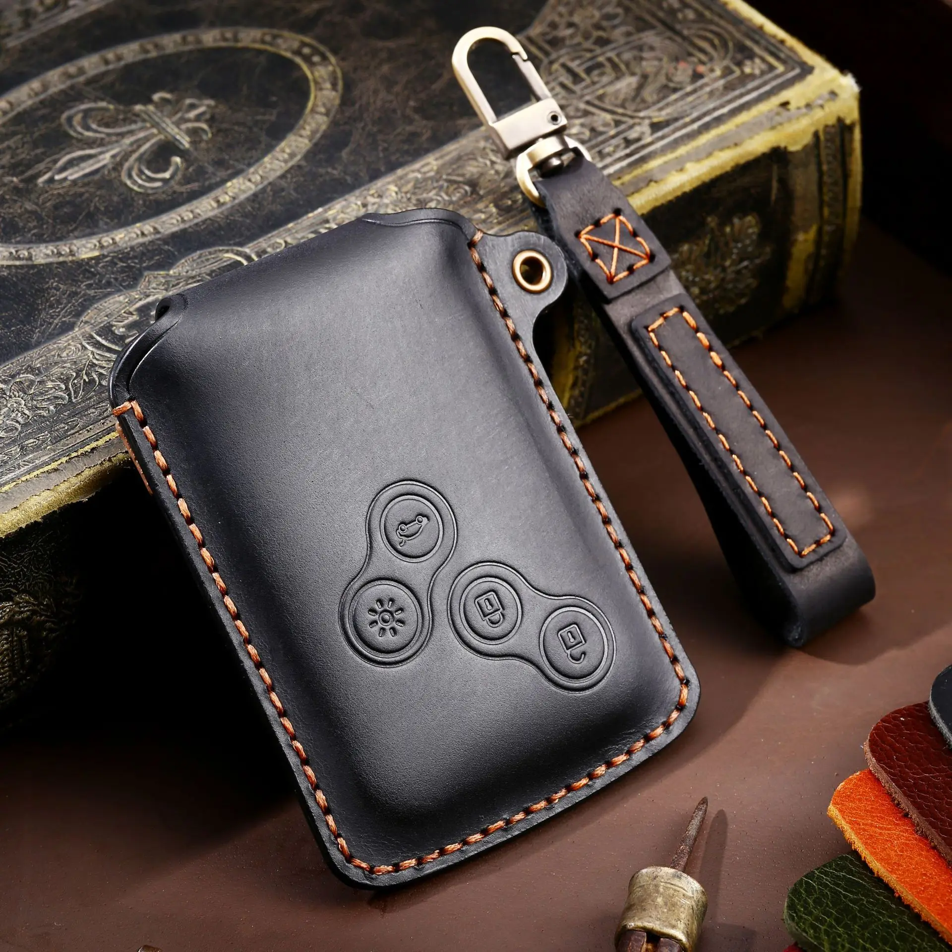 Чехол для автомобильного ключа кожаный с 4 кнопками