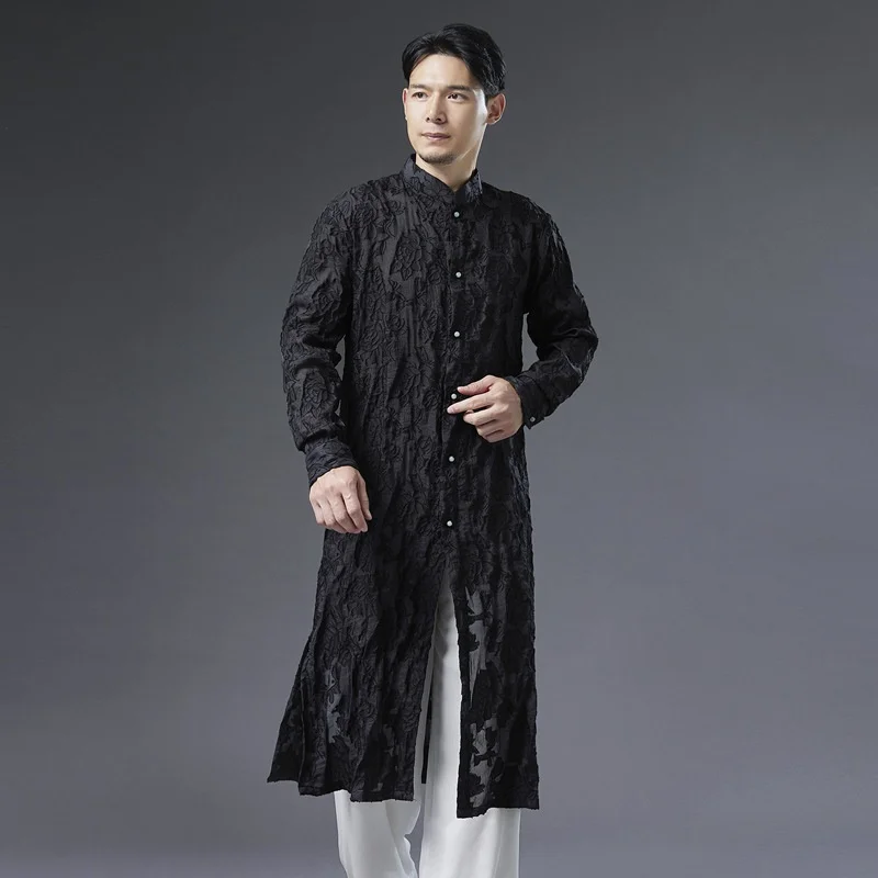 

Harajuku Japanese Kimono Cardigan Men Chinese Style Tang Suit Hanfu Coat Retro Kung Fu Robes Cloak Fashion Casual Jackets KK3821