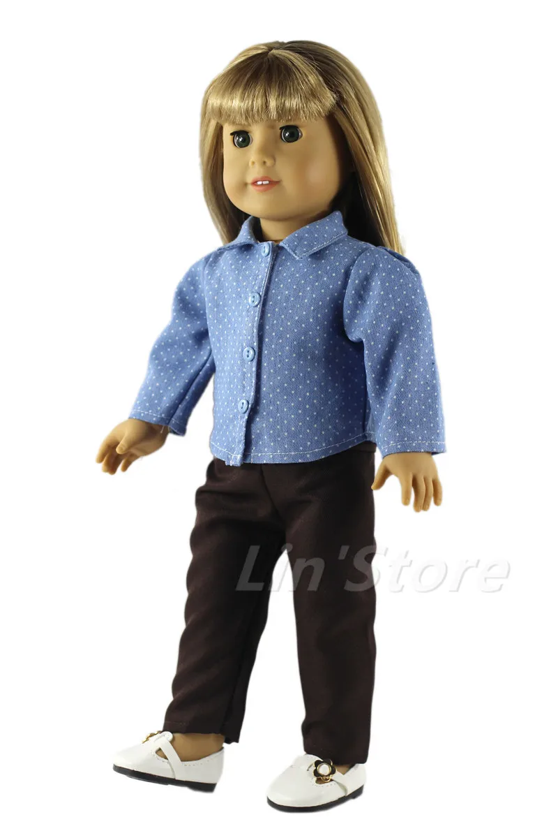 Кукольная одежда для американской куклы 18 дюймов Топ ручной работы + брюки