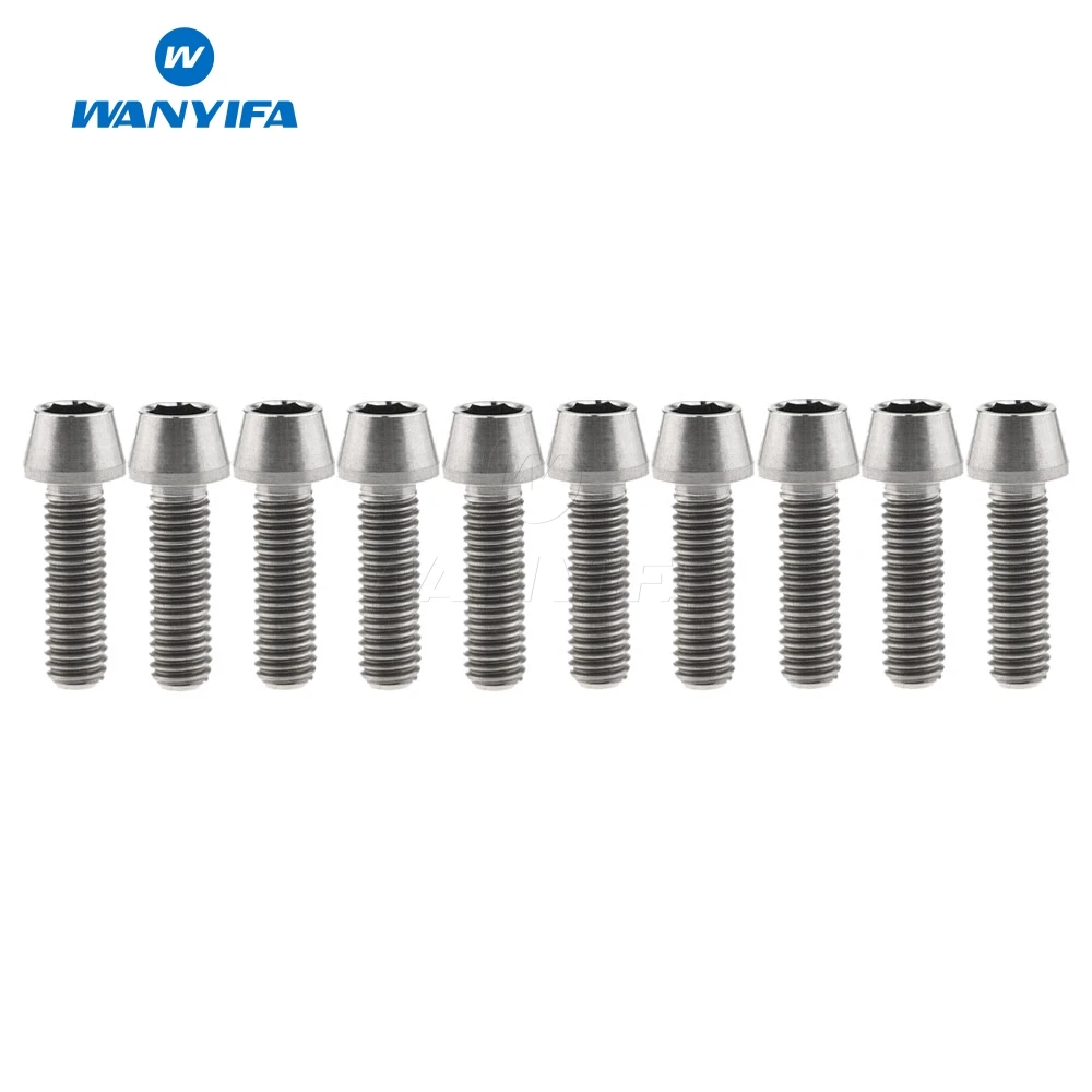 

Wanyifa 10pcs Titanium Ti Bolt Screw M6 x 18mm Taper Head Conical Head Bike Screw Bike Accessories