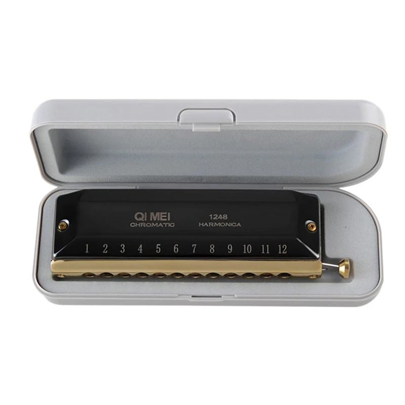 

QI MEI Chromatic Harmonica 12 Hole 48 Tone Mouth Organ Instrumentos Key of C Professional Musical Instruments
