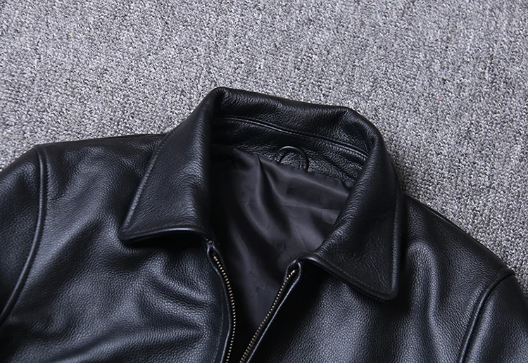 Мужское пальто из натуральной воловьей кожи черная куртка большого размера на