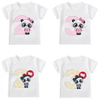 Детская футболка с мультяшным принтом Милая панда на день рождения с цифрами Детские футболки на день рождения футболки для мальчиков и девочек Забавные подарочные футболки с животными