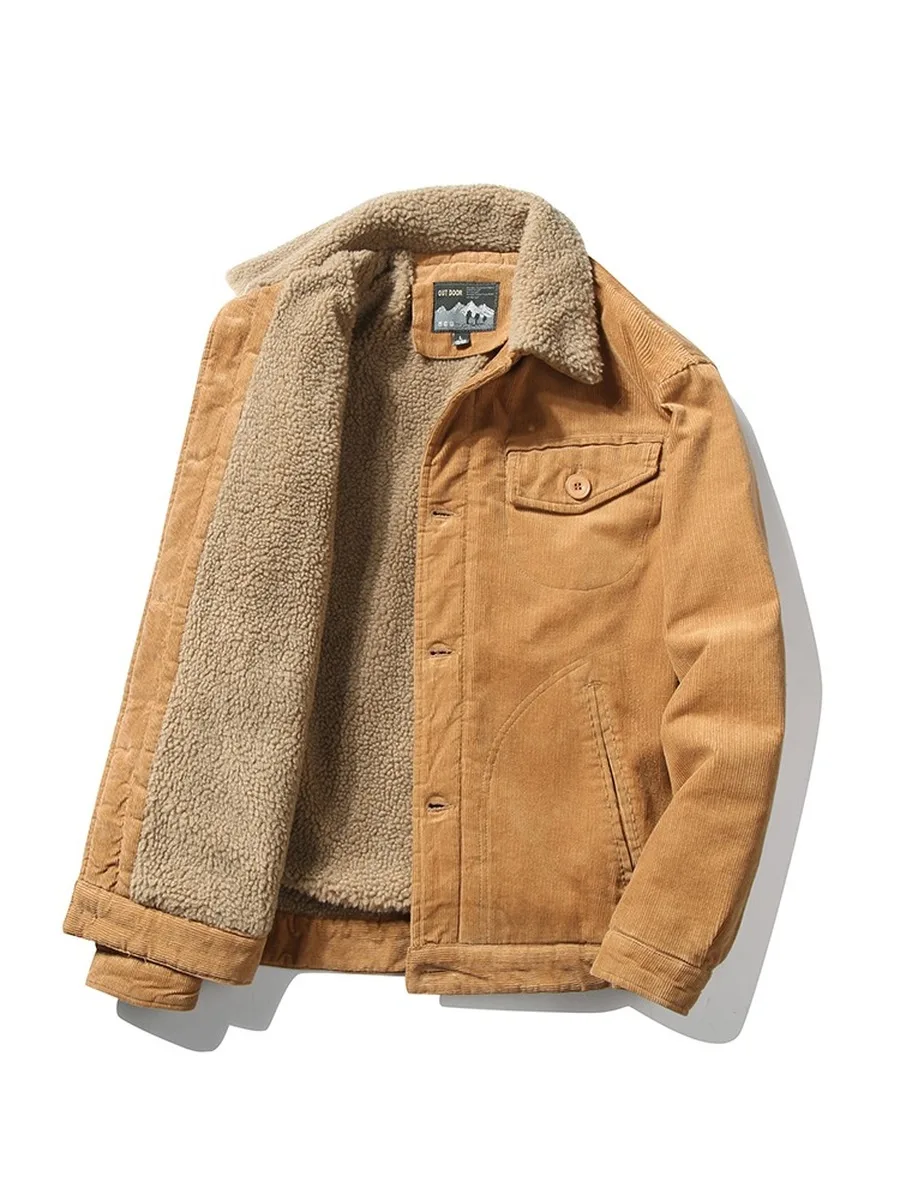 Вельветовое пальто для мужчин в стиле ретро Сезон осень зима Теплая мужская