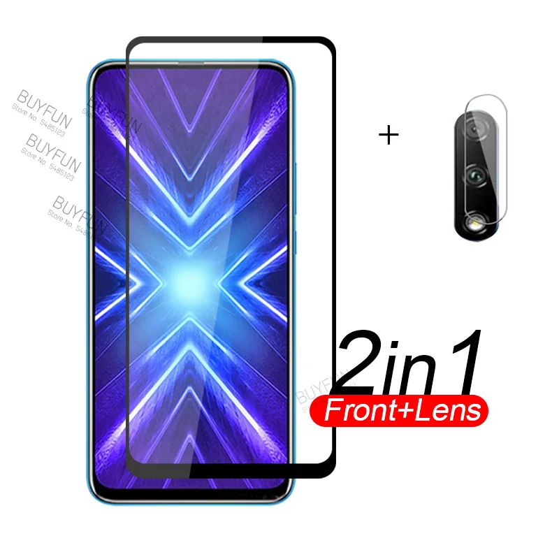 2в1 закаленное стекло для Huawei Honor 9X Global полное покрытие объектива камеры Защитное