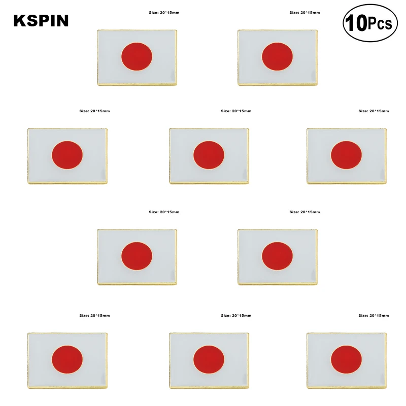 Япония гордость в форме сердца отворот булавка Флаг значок брошь значки 10 шт.