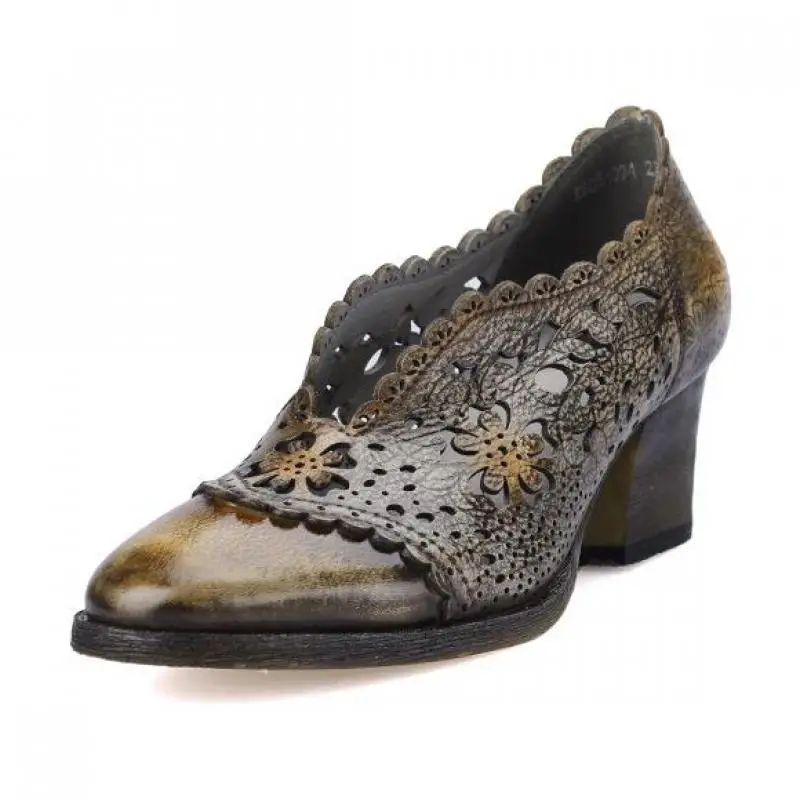 

YourSeason Autumn Summer 2020 High Heels Women Shoes Genuine Leather Handmade Female Concise Hollow Out Retro Sandals