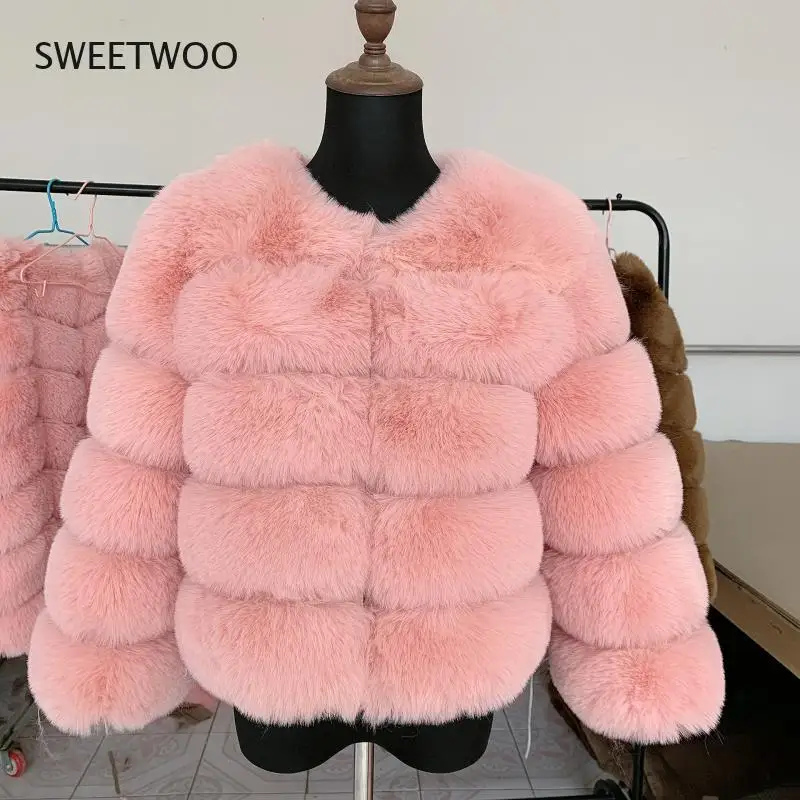 Womens Faux Fur Faux Fur Coat Autumn Winter High Quality Faux Fox Fur Coat Fluffy Coat Fur Faux Fur 5Xl Shaggy Coat Fox Fur 6Xl