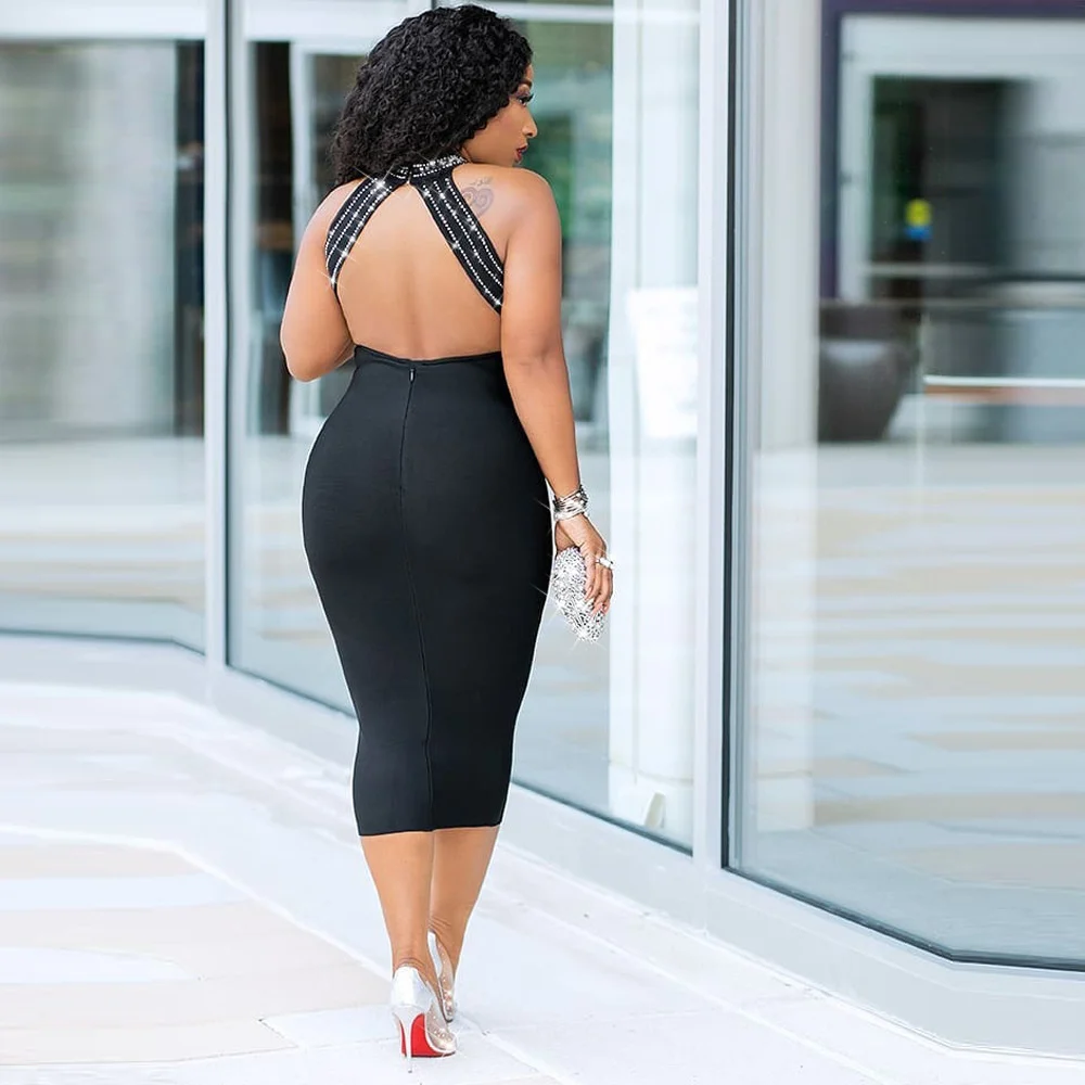 

2021 women's ironing drill open back perspective zipper dress