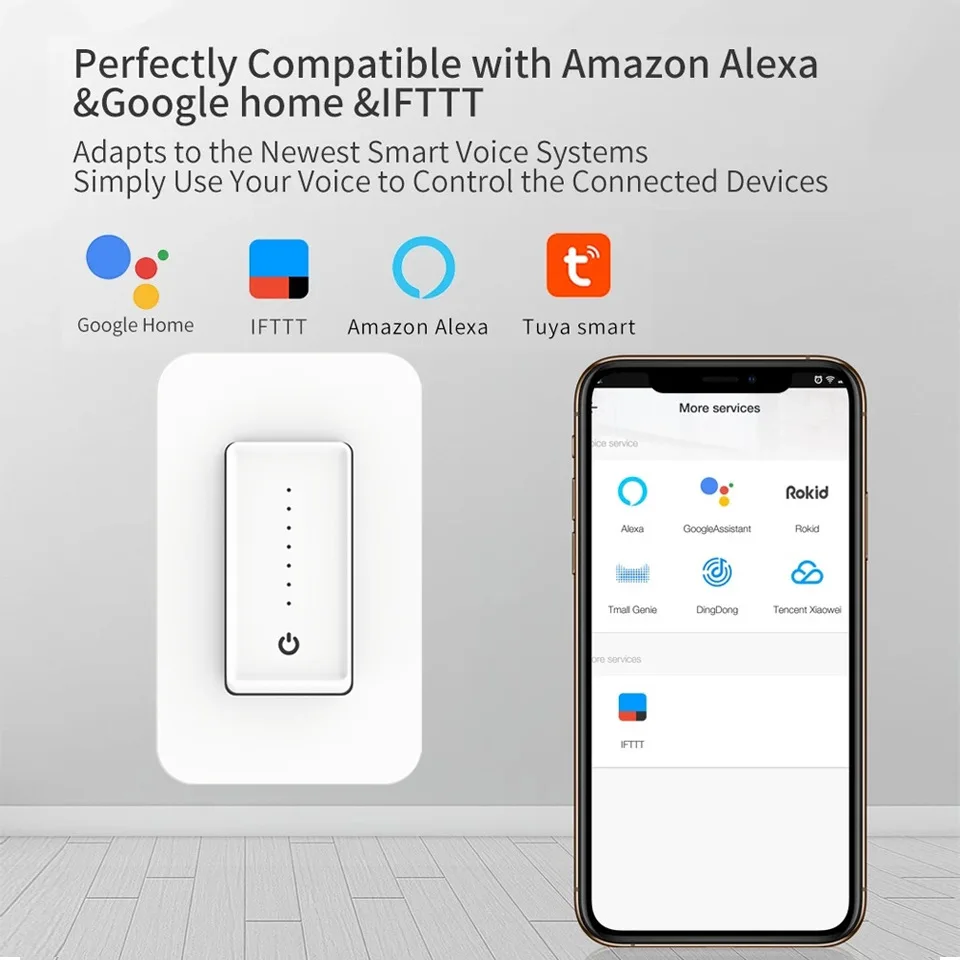 Wi Fi Умный вентилятор светильник Диммер настенный сенсорный выключатель SmartLife с