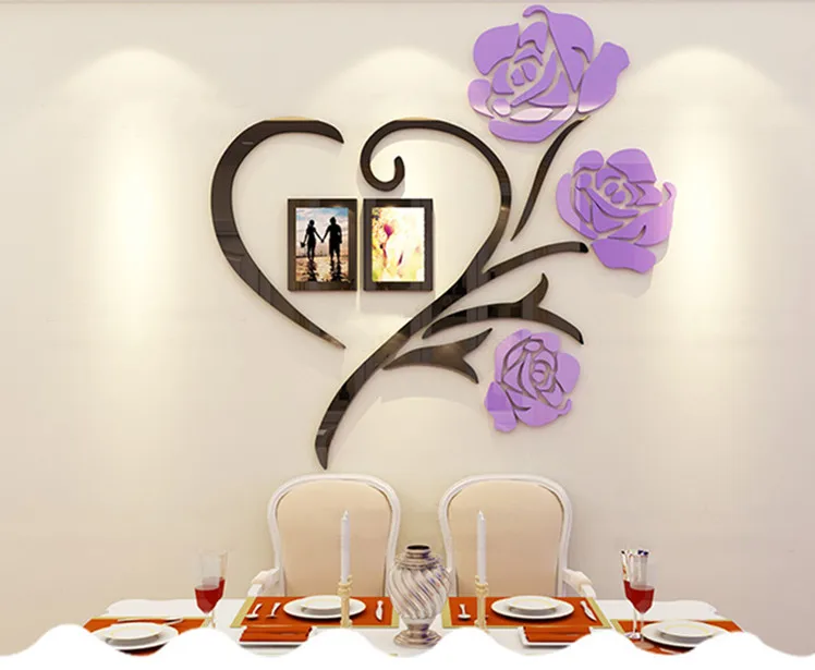 Multi-Size 3D Rose Flower Acrylic Wall Sticker, DIY Home Decoration Poster for Bedroom, Living Room, Picture Frame Wall Art image 5