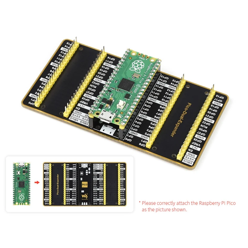 Dual GPIO Expander for Raspberry Pi Pico 2 Sets of Male Headers Support USB External Power Supply | Электроника
