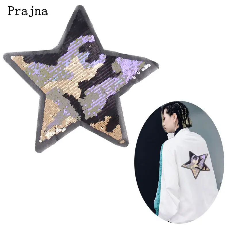 Камуфляжные нашивки Prajna в виде пентакли двусторонние Меняющие цвет блестки для