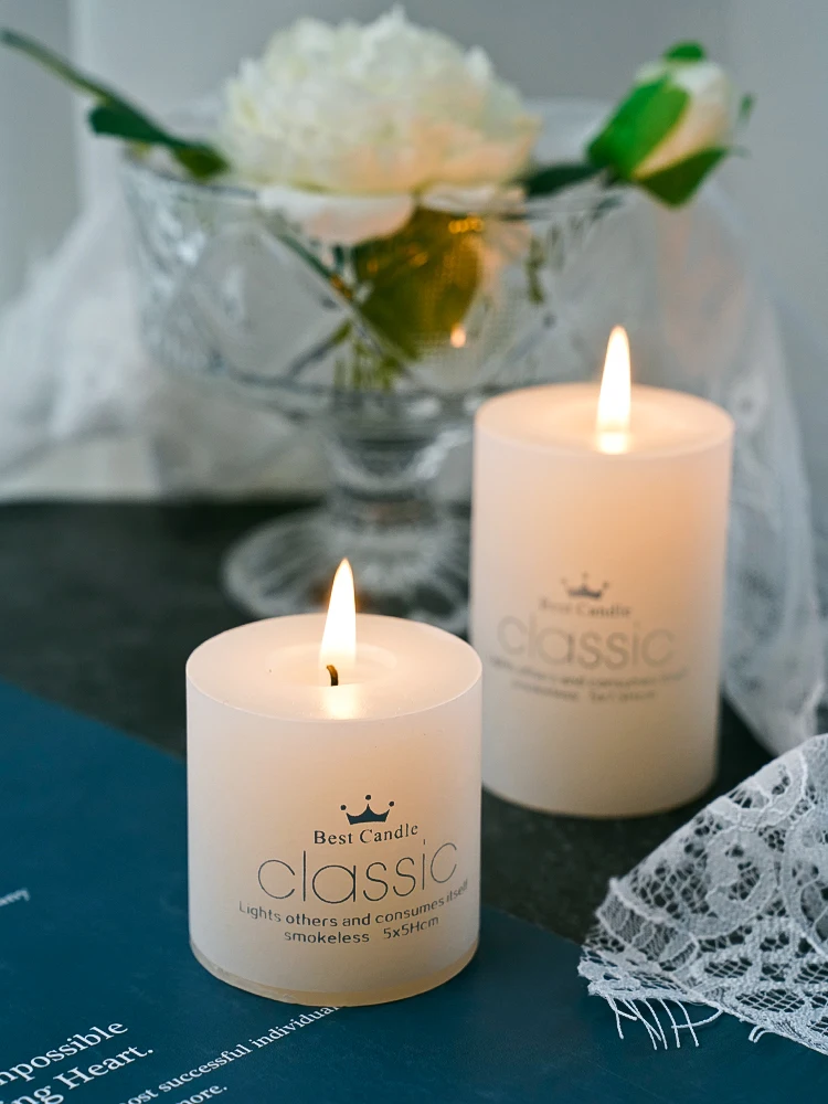 

Ivory White Candle Romantic Candle Smokeless Party Birthday Gift Holiday Photography Decor Products Shooting Background Props