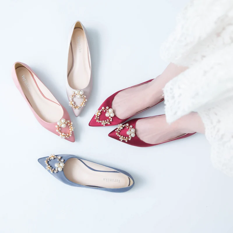 Женские свадебные туфли на плоской подошве новинка 2021 классические