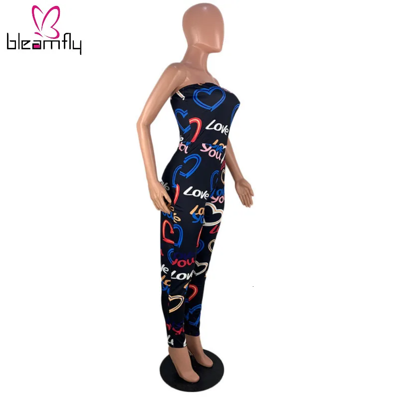 Новинка женское сердце без рукавов принт буквы узкий Облегающий комбинезон