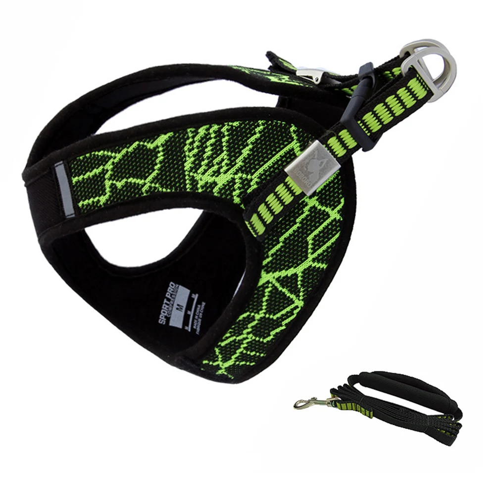 Green vest and rope Urijk поводок для собак на открытом воздухе, светоотражающий устойчивый жилет, мягкий нагрудный жилет для кошек, собак, домашних животных, нагрудный ремень, поводок XS/S/M/L - Цвет: Green vest and rope