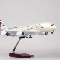 50 5cm 1160 scale diecast plastic resin airline airbus a380 etihad airplane model with light and wheel plane for collection