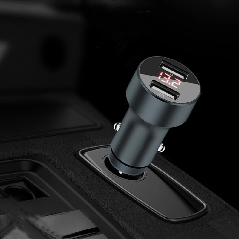Универсальное автомобильное зарядное устройство с двумя портами usb ЖК дисплеем