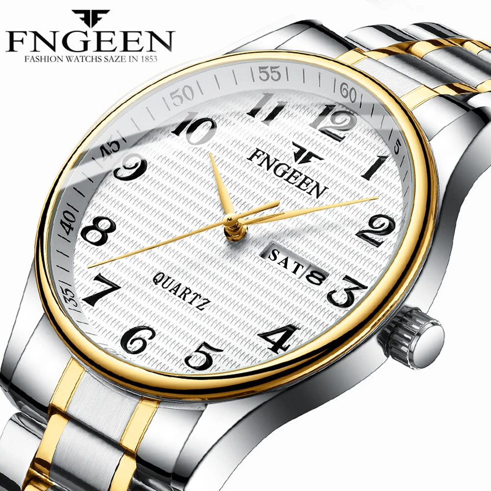 Men Watches 2020 New Fashion Quartz Business Man Watch Big Number Date Week Dual Calendar Male Clock for Elder Relogio Masculino | Наручные