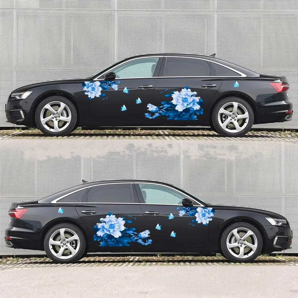 Набор китайских сине белых фарфоровых наклеек для гоночных автомобилей боковой
