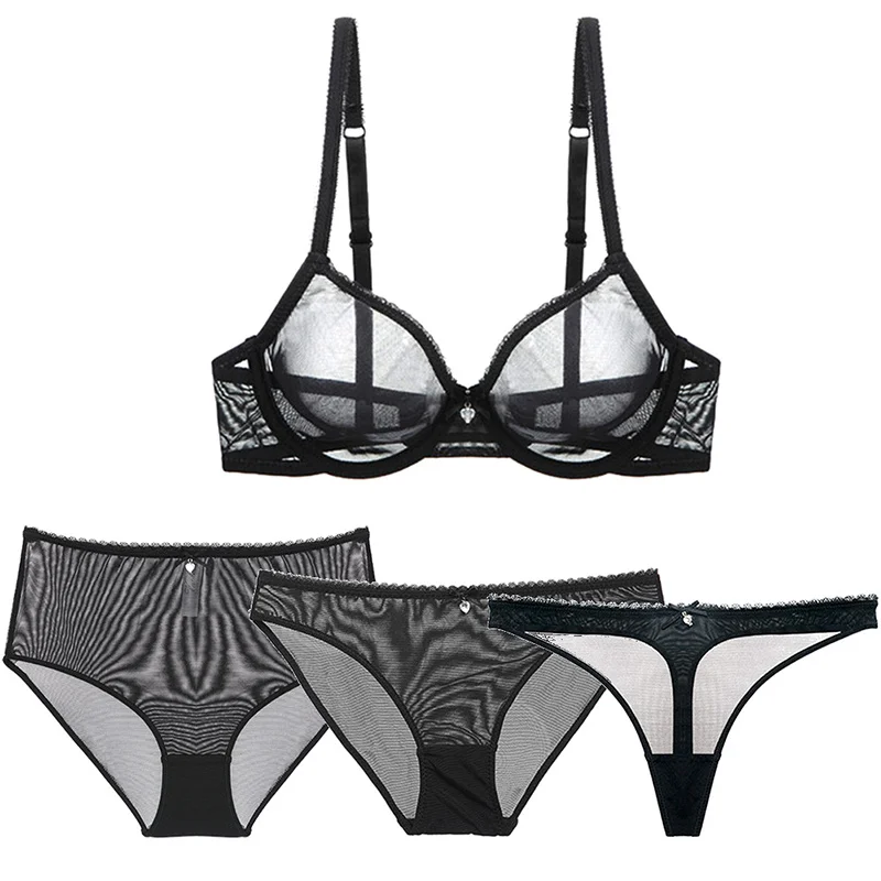 Varsbaby сексуальное прозрачное трикотажное нижнее белье 4 шт. бюстгальтеры+ трусики+ стринги+ трусы с высокой посадкой для молодых девушек