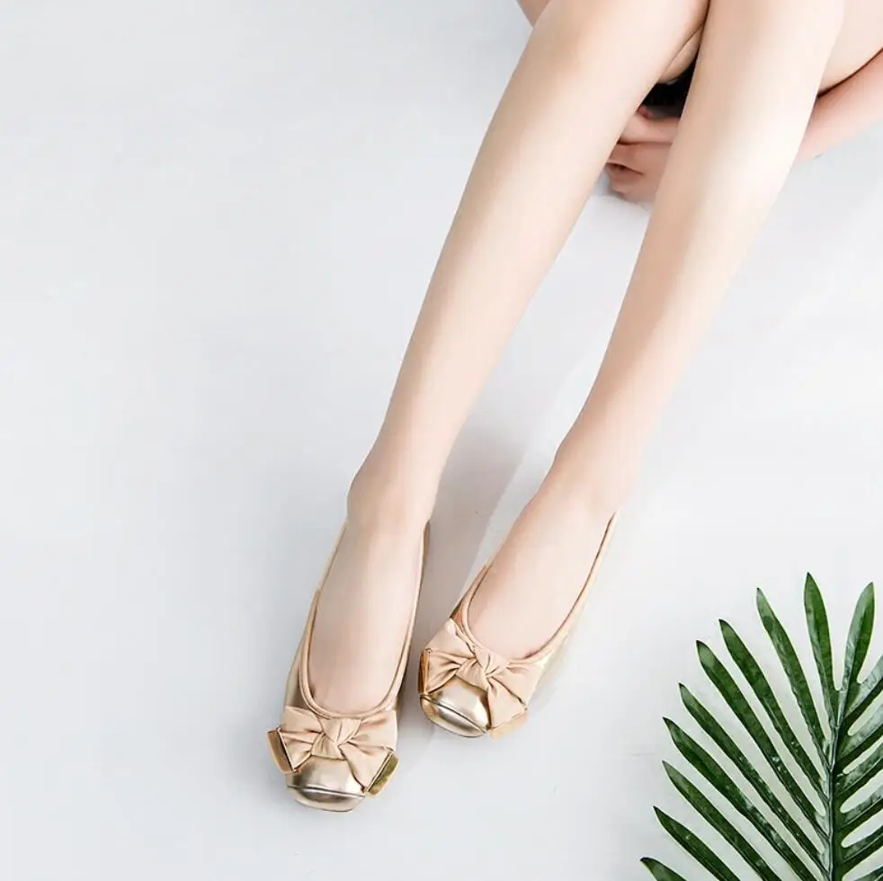 2021 Новая мода весна Женская обувь на плоской подошве с украшением в виде банта
