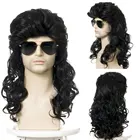 Парик GURUILAGU для мужчин, европейские и американские длинные кудрявые искусственные волосы, с челкой, для косплея, в стиле рок вечерние, 70-80 годов