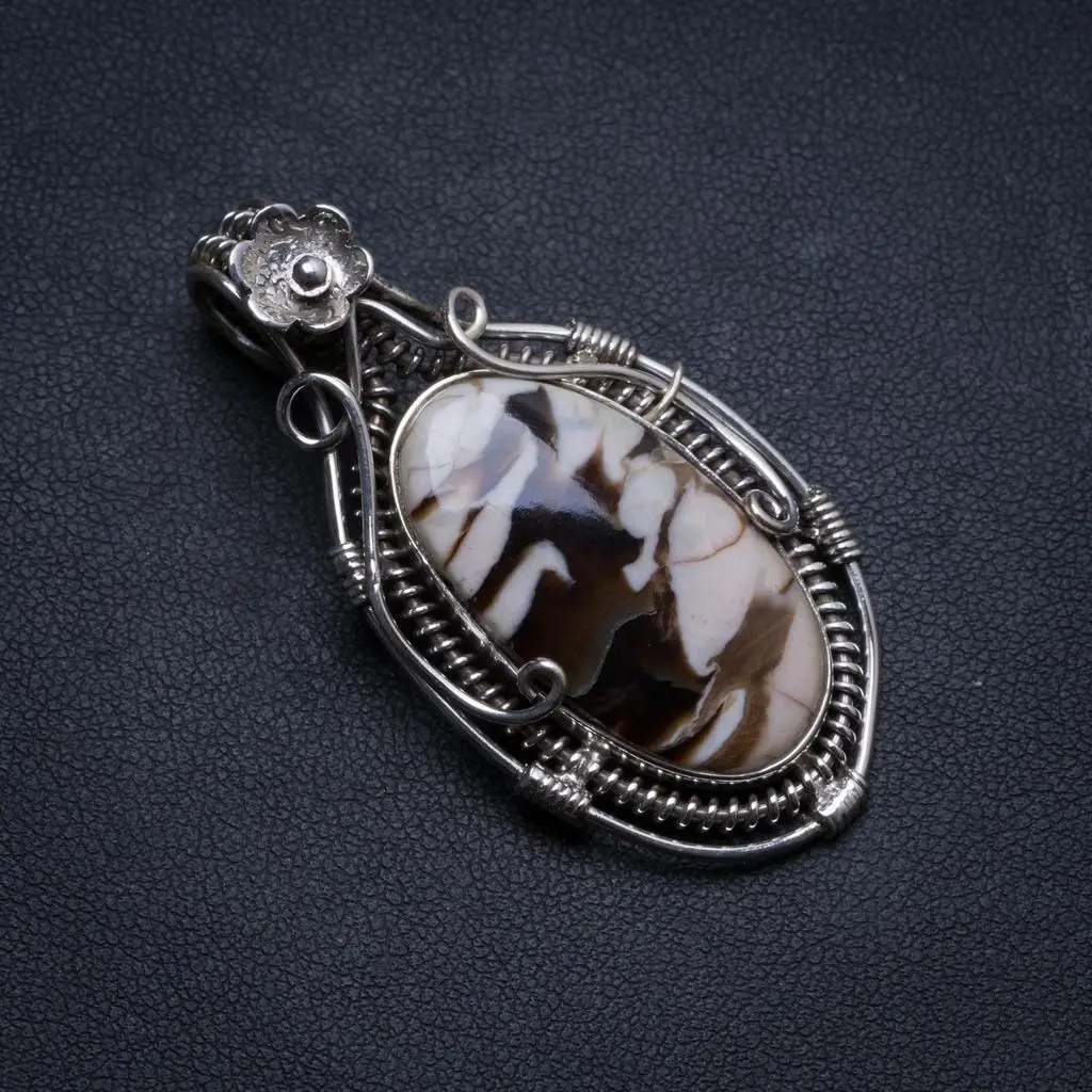 Подвеска из натурального дерева с подвеской серебра 925 пробы ручной работы X1383 |